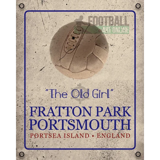 Portsmouth-inspired Fratton Park vintage metal wall sign for football fans