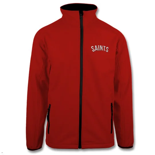 Red Southampton-inspired football fan jacket with embroidered detailing