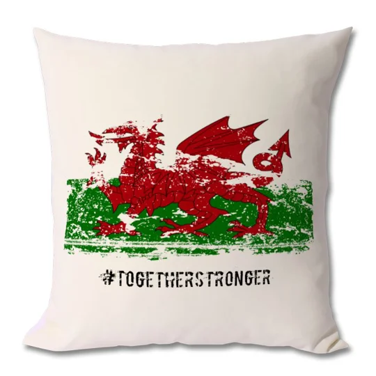 Wales Football Together Stronger Grunge Cushion