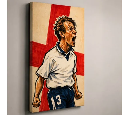 Psycho | England Euro 96 Inspired Football Caricature Canvas Print | Soccer Wall Art