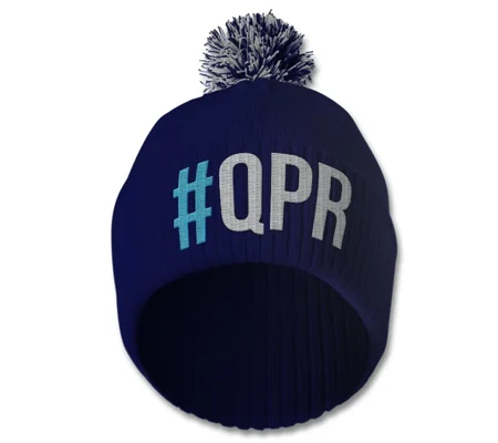 QPR-Inspired Hashtag Embroidered Retro-Style Bobble Hat