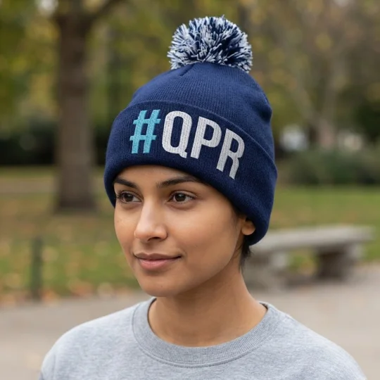 QPR-inspired bobble hat for football supporters and retro fan style