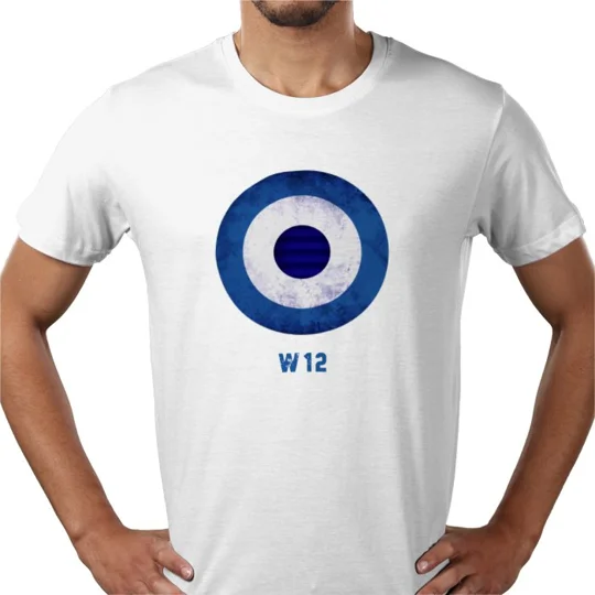 W12 Mod-Style Target Retro Themed T-Shirt | QPR-Inspired White Fan Tee