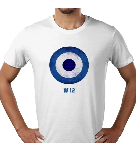 W12 Mod-Style Target Retro Themed T-Shirt | QPR-Inspired White Fan Tee