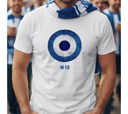 W12 Mod-Style Target Retro Themed T-Shirt | QPR-Inspired White Fan Tee