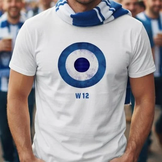 W12 Mod-Style Target Retro Themed T-Shirt | QPR-Inspired White Fan Tee