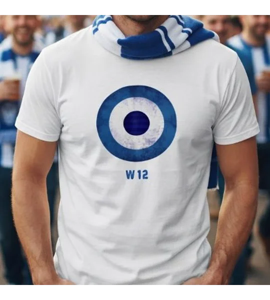 W12 Mod-Style Target Retro Themed T-Shirt | QPR-Inspired White Fan Tee
