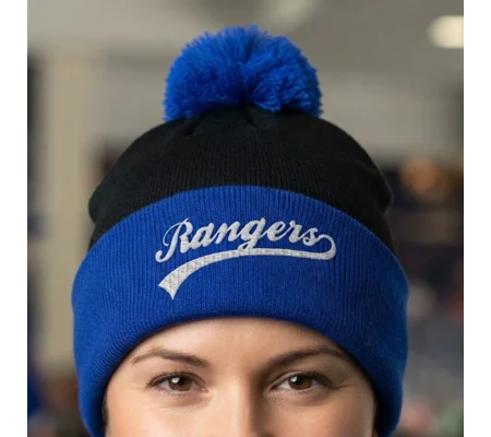 Rangers-Inspired Retro-Style Football Bobble Hat