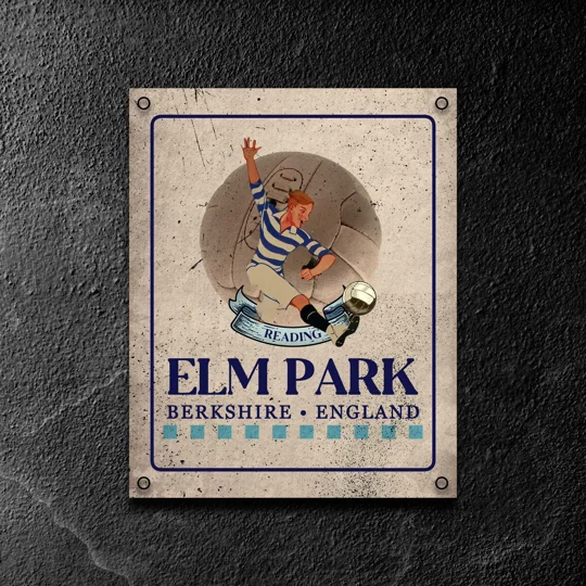 Elm Park vintage metal wall sign inspired by Reading football history