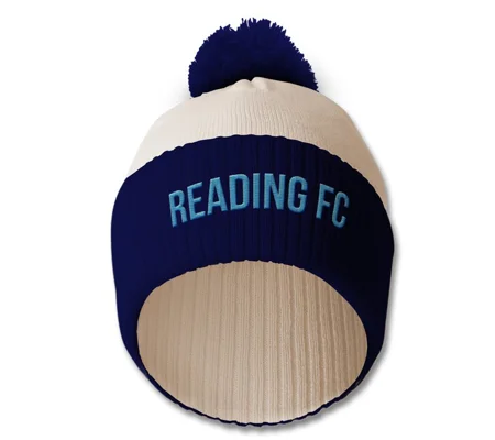 Reading Embroidered Retro-Style Dark Blue Bobble Hat