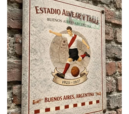 Estadio Alvear y Tagle Vintage Metal Wall Sign | River Plate-Inspired Gift