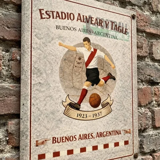 Estadio Alvear y Tagle vintage metal wall sign River Plate-inspired football gift