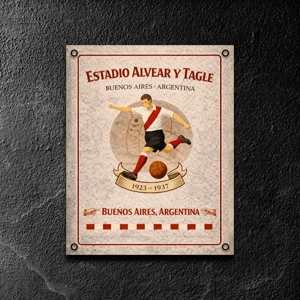Estadio Alvear y Tagle vintage metal wall sign