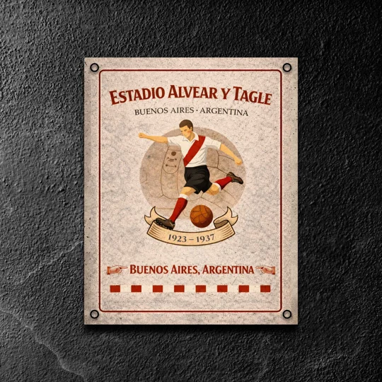 River Plate-inspired Estadio Alvear y Tagle vintage football sign