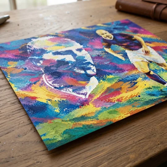 Rochdale-inspired Gary Jones legend tribute digital art print with retro abstract design