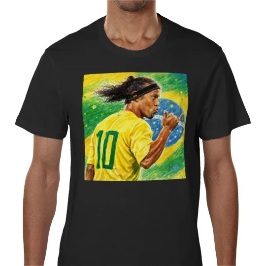 Ronaldinho Brazil football legend black T-shirt