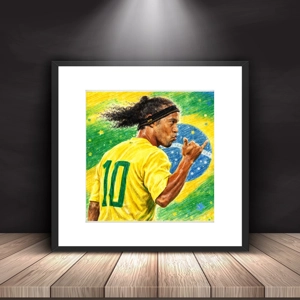Ronaldinho Brazil football legend Square Framed Print