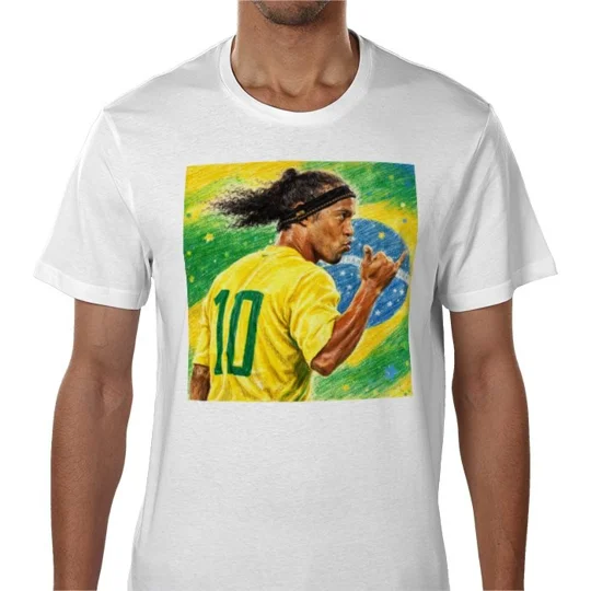 Ronaldinho Brazil football legend white T-shirt