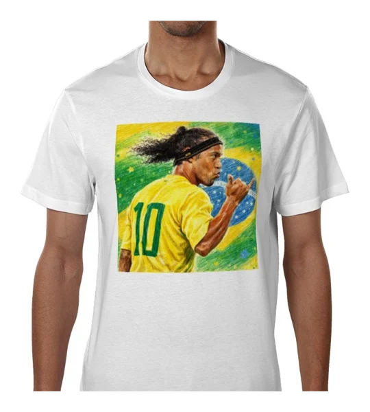 Ronaldinho Brazil football legend white T-shirt