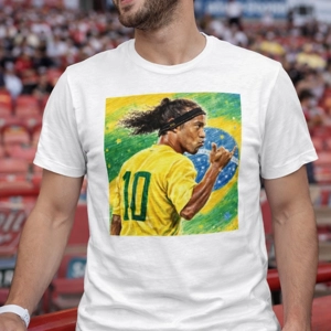Ronaldinho Brazil football legend white T-shirt