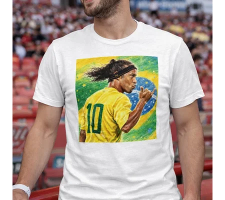 Ronaldinho Brazil football legend white T-shirt