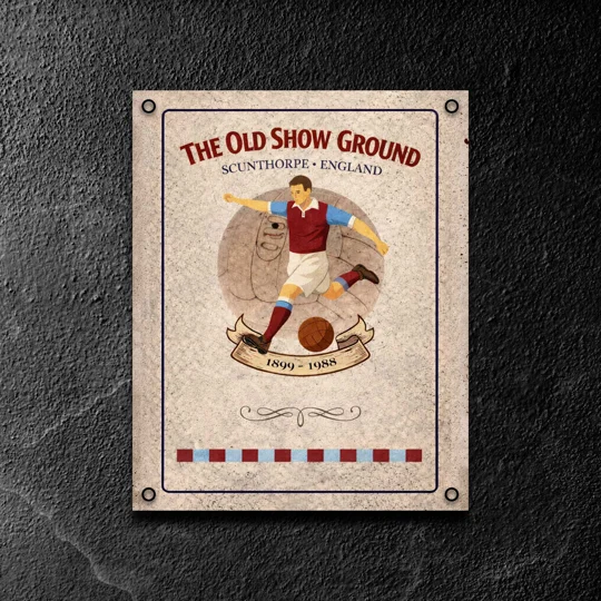The Old Show Ground vintage metal wall sign Scunthorpe-inspired football gift