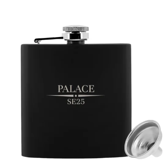 Crystal Palace-inspired SE25 football fan hip flask with presentation gift box