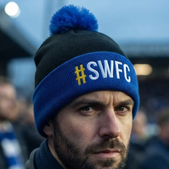 Sheffield Wednesday Bobble Hat with embroidered hashtag design