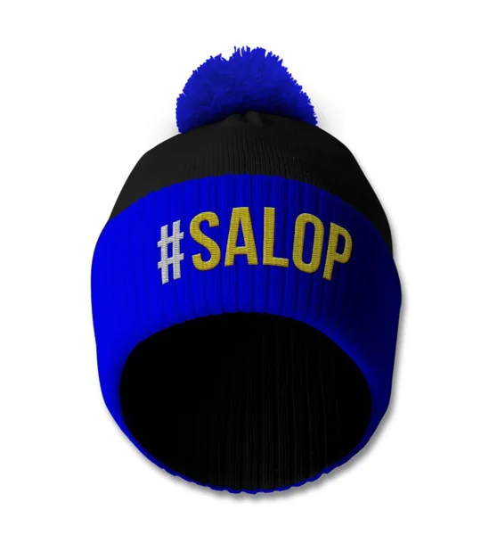 Salop embroidered bobble hat inspired by Shrewsbury football culture