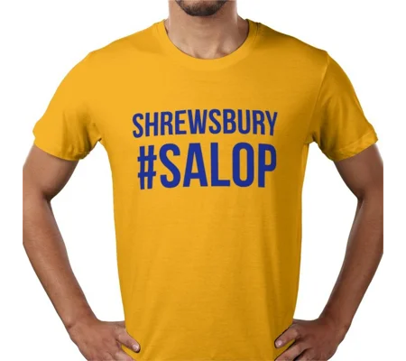 Shrewsbury Salop Hashtag Gold T-shirt