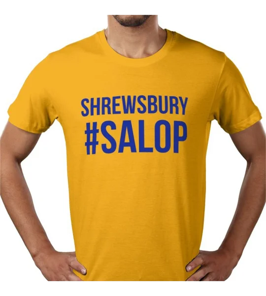Shrewsbury Salop Hashtag Gold T-shirt