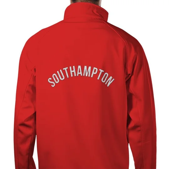 Southampton-inspired embroidered softshell jacket for football fans