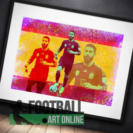 Spain Sergio Ramos Pop-art Framed Art Print | Football Legend Artwork