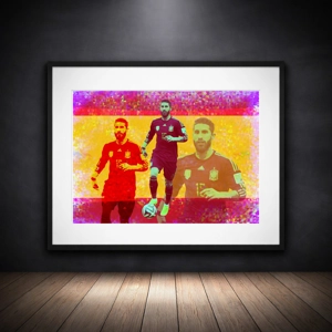 Spain Sergio Ramos Pop-art Framed Art Print | Football Legend Artwork