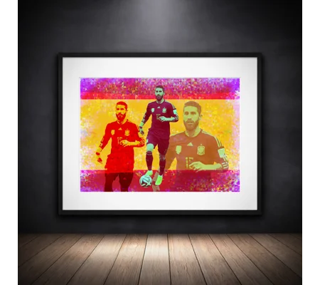 Spain Sergio Ramos Pop-art Framed Art Print | Football Legend Artwork