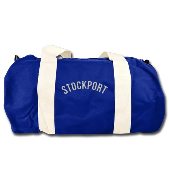 Stockport-inspired football kitbag with detachable adjustable shoulder strap