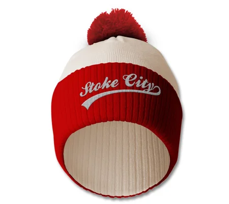 Stoke Embroidered Retro-Style Bobble Hat