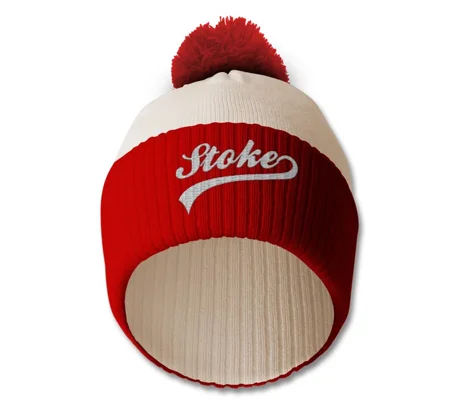 Stoke-Inspired Embroidered Retro Football Bobble Hat