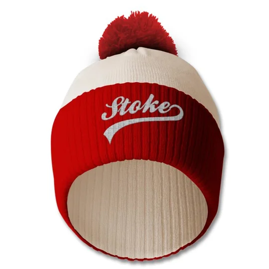 Stoke-inspired embroidered retro football bobble hat