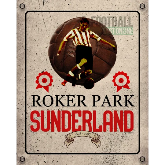 Retro Roker Park metal wall sign inspired by Sunderland football history