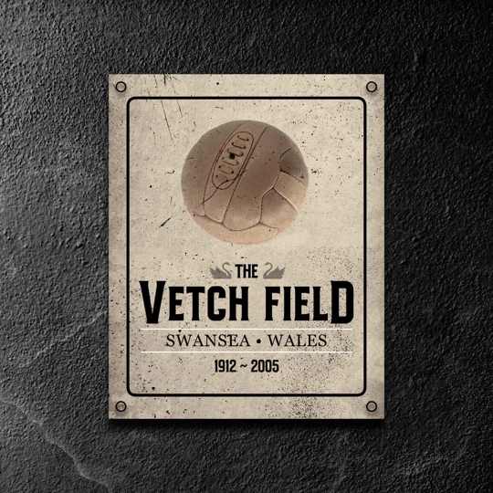 Swansea-inspired Vetch Field vintage metal sign for football fans