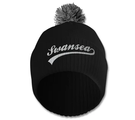Swansea Embroidered Retro-Style Bobble Hat