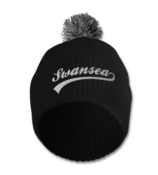 Swansea Embroidered Retro-Style Bobble Hat