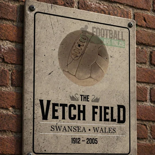 Vetch Field vintage metal wall sign inspired by Swansea football history