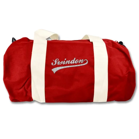 Swindon-inspired retro-style football holdall kitbag with embroidered detailing