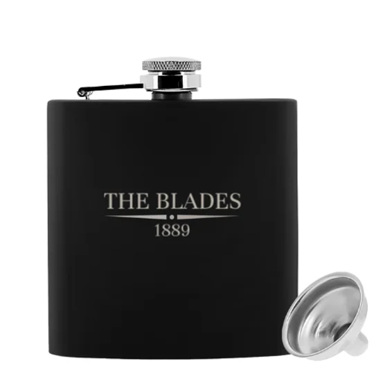Sheffield United-inspired The Blades 6oz black luxury hip flask