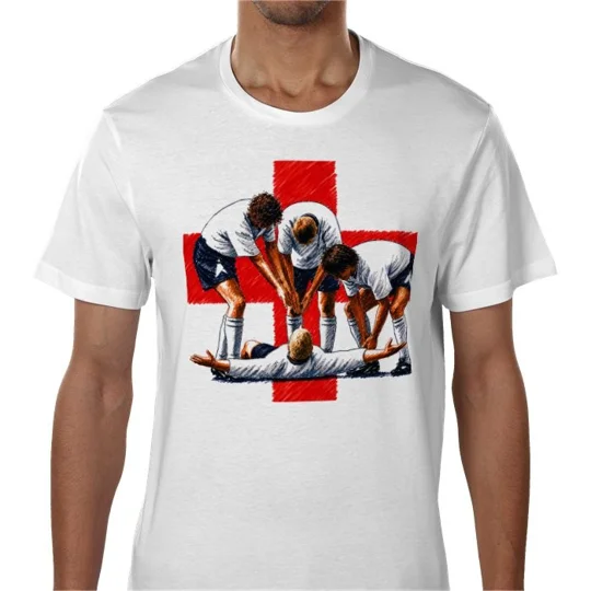Dentist chair England football fan T-shirt inspired by Paul Gascoigne and the iconic Euro 96 celebration