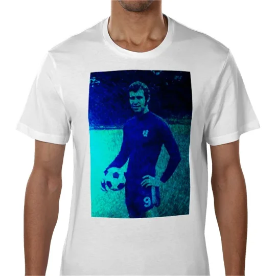White Chelsea Football Fan T-Shirt featuring Peter Osgood Tribute Art