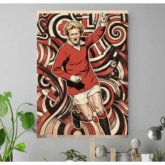 Man United-inspired Denis Law tribute canvas wall art celebrating the legendary footballer known as the King