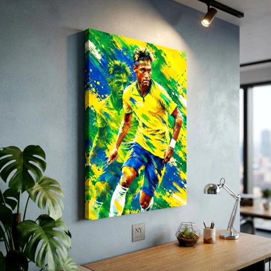 The Samba King Brazil Neymar-inspired retro pop-art canvas wall art